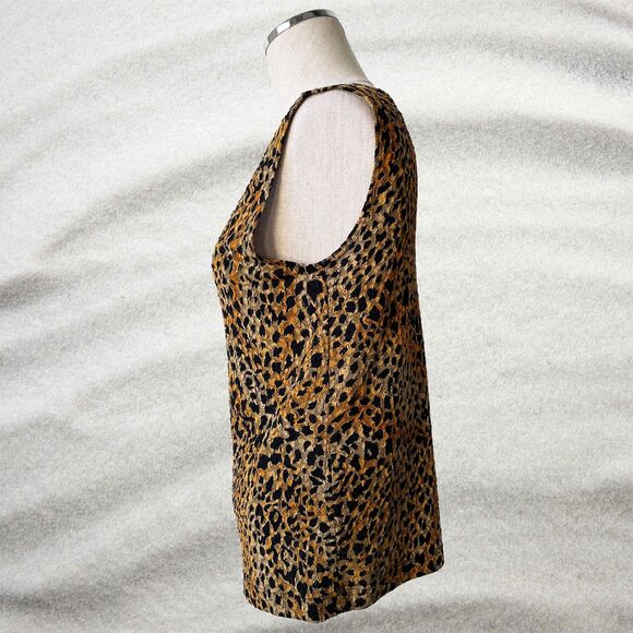 Chico's Leopard Print Metallic Gold Round Neck Sleeveless Tank Top - Women's 1/M - Picture 4 of 7